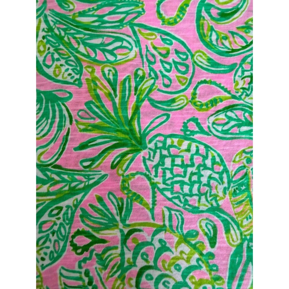 Lilly Pulitzer Pink Green Pineapple Paisley  Over-sized Fits M/L- Size S - Picture 4 of 6